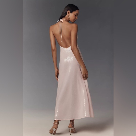Anthropologie Bardot Aradia Sequin Halter Slip Dress Size 10 - Picture 3 of 4